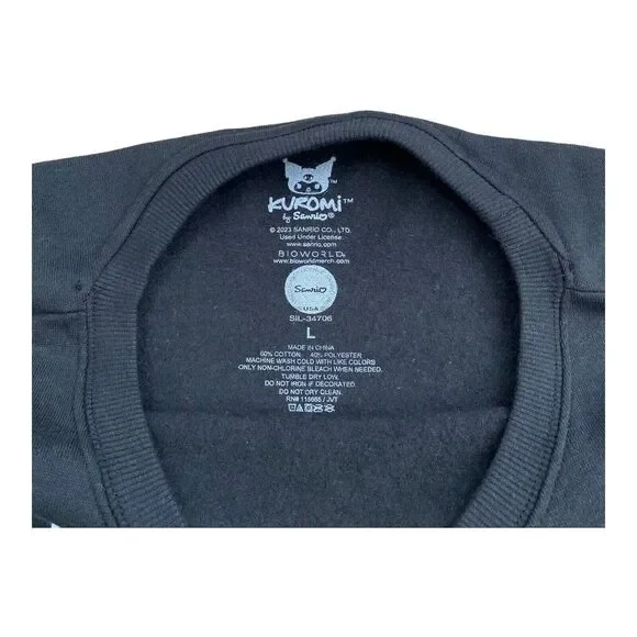 Hello Kitty Sanrio Kuromi Large Black Graphic Sweatshirt‎  Long Sleeve Top NWOT - Picture 5 of 9